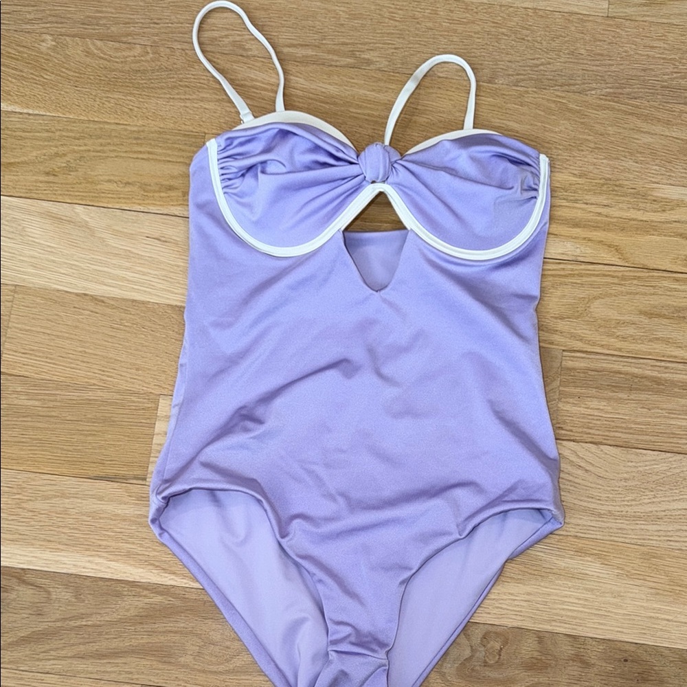 Girls' Lilac One-Piece Swimsuit with White Trim

Brand new